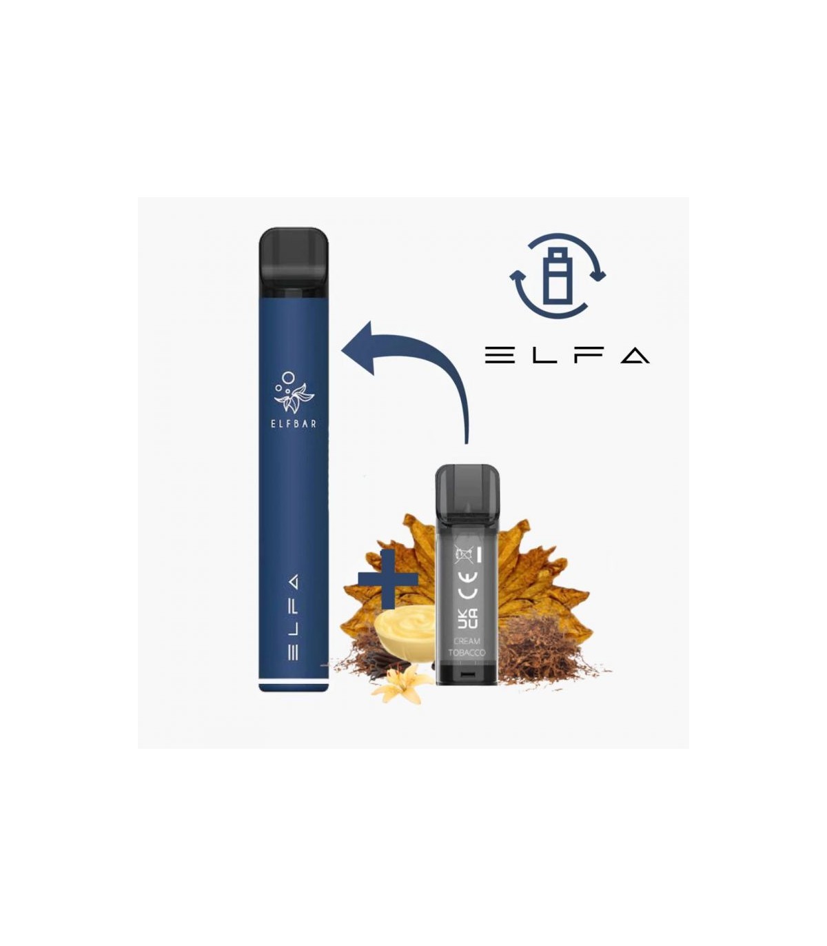 ELFBAR ELFA DEVICE + 1 POD PRECARICATO CREAM TOBACCO 2ML 20MG